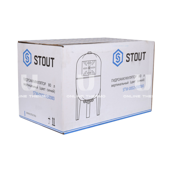 Гидроаккумулятор (расширительный бак) для водоснабжения Stout STW-0002-000080, 80 л, синий вертикальный, на ножках 