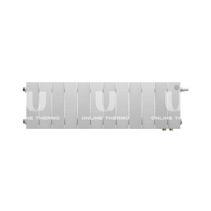 Биметаллический дизайн радиатор Royal Thermo PianoForte VD 200 Bianco Traffico (белый) VDR80 - 12 секций, нижнее правое подключение, 80мм 