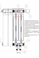 Биметаллический радиатор секционный Rifar Base Ventil 350 нижнее правое подключение - 7 секций 