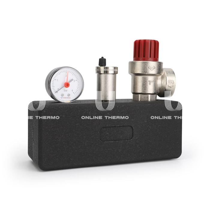 Группа безопасности котла Varmega VMSG07-M306030, 1", 3 бар, сталь, до 200 кВт, с термоизоляцией 