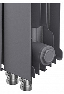 Биметаллический дизайн радиатор Royal Thermo PianoForte 500 Silver Satin (серый) VDR80 - 6 секций, нижнее правое подключение, 80 мм 
