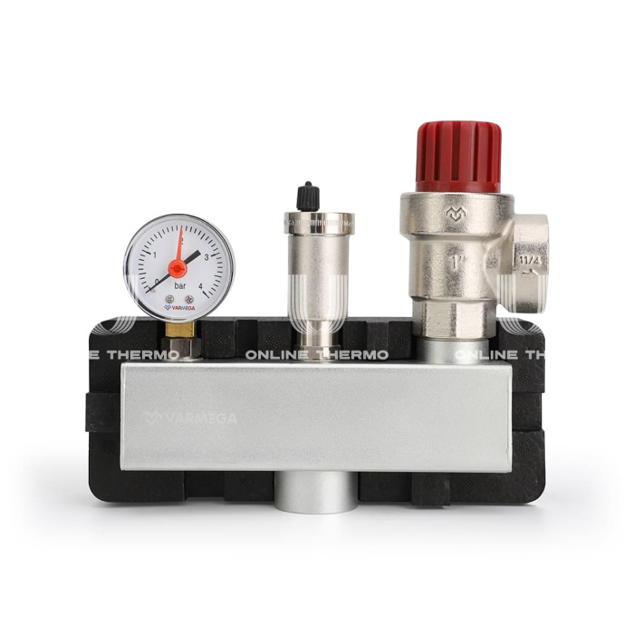 Группа безопасности котла Varmega VMSG07-M306030, 1", 3 бар, сталь, до 200 кВт, с термоизоляцией 