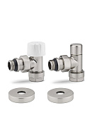 Комплект термостатический с запорным клапаном Varmega №1 VMDV10-510415, 1/2" x 3/4"EK ВР-НР, угловой, матовый никель 