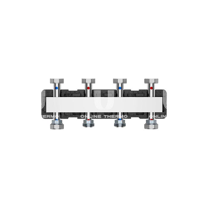 Распределительный коллектор Varmega V-Flow VMPG14-000003, до 3 контуров, нержавеющая сталь, с термоизоляцией 