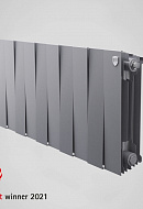 Биметаллический дизайн радиатор Royal Thermo PianoForte 300 Silver Satin (серый) - 10 секций, боковое подключение 