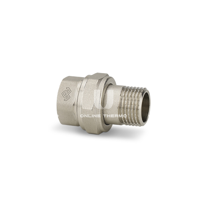 Прямое разъемное соединение Varmega ВР-НР 3/4", VMTF51-N000505, с плоским уплотнением, никелированное 
