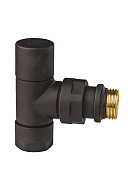 Запорный радиаторный клапан ручной FAR FL 0163 12P, 1/2" М24х19 НР-НГ, угловой, с антипротечкой, черный 