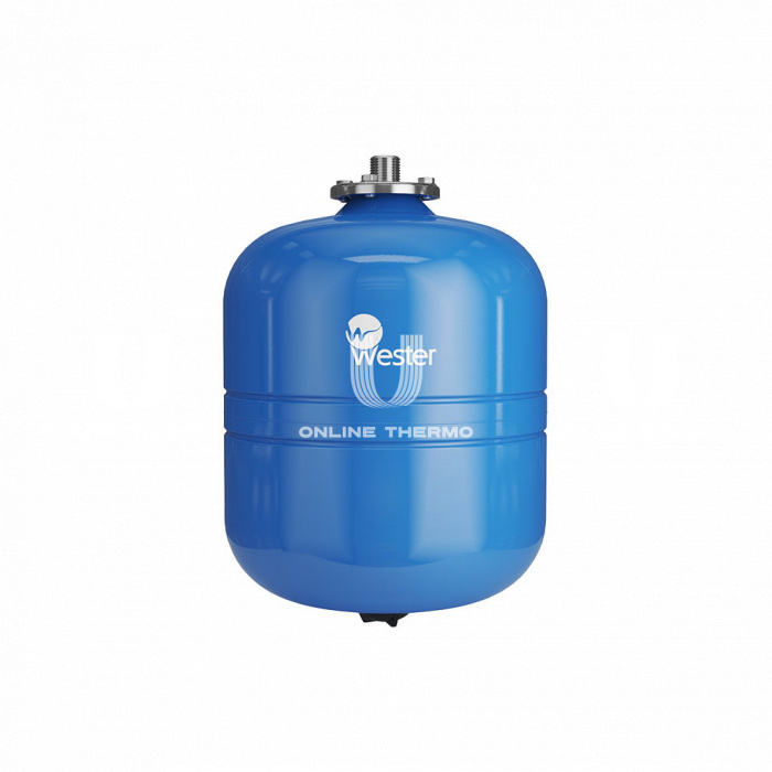 Гидроаккумулятор (расширительный бак) для водоснабжения Wester WAV18, 18 л, cиний, вертикальный, подвесной 
