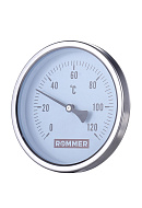 Термометр биметаллический с погружной гильзой Rommer RIM-0001-101015 120 °С, диаметр 100 мм, 1/2" 
