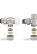 Комплект термостатический с запорным клапаном Varmega №3 VMDV12-510415, 1/2" x 3/4"EK ВР-НР, осевой, матовый никель 