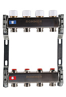 Распределительный коллектор (группа) для отопления Rommer RMS-3200-000004 ВР 1", на 4 контура 3/4" EK, нержавеющая сталь 