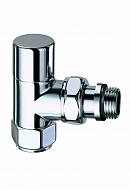 Запорный радиаторный клапан ручной FAR FL 0136 12P, 1/2" М24х19 НР-НГ, угловой, с антипротечкой, хром 