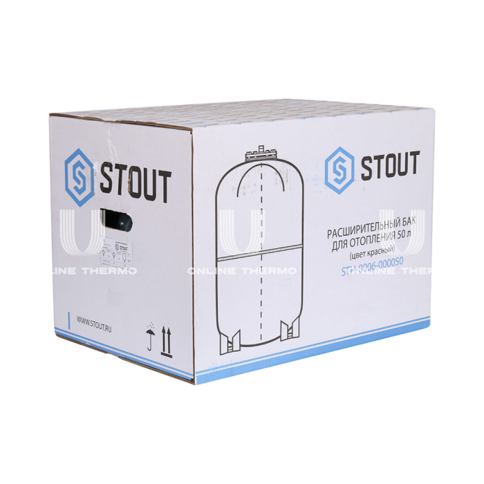 Расширительный бак для отопления Stout STH-0006-000050, 50 л, красный вертикальный, на ножках 