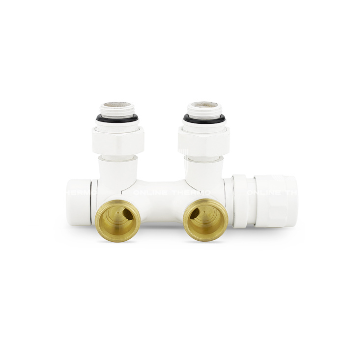 Узел нижнего подключения Varmega VMDV25-100415, 1/2"х3/4"EK, универсальный, белый 