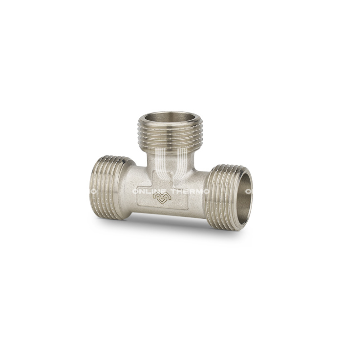 Тройник равносторонний с наружной резьбой Varmega НР 1/2", VMTF18-N040404, никелированный 