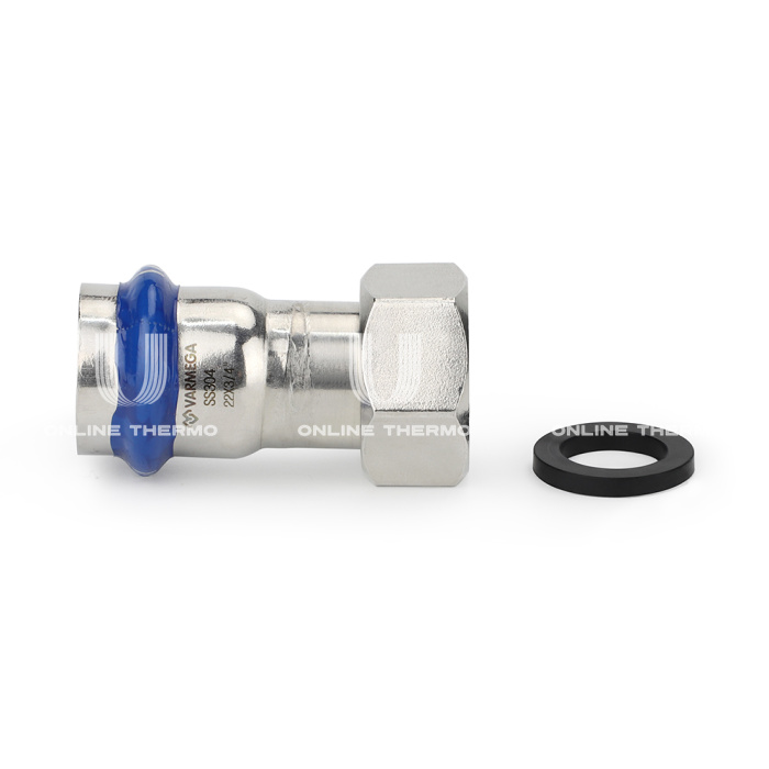 Муфта раструбная Varmega Inox Press с накидной гайкой VM709002206, 22×1" 