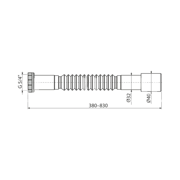 Гибкое соединение Alcaplast A760, 5/4"×32/40, длина 380 – 830 мм, металл 