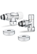 Комплект термостатический с запорным клапаном Varmega №3 VMDV12-410415, 1/2" x 3/4"EK ВР-НР, осевой, хром 