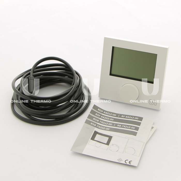 Комнатный термостат (терморегулятор) Uni-Fitt 347M2000, электронный, с дисплеем, с выносным датчиком 