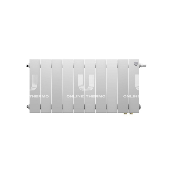 Биметаллический дизайн радиатор Royal Thermo PianoForte VD 300 Bianco Traffico (белый) VDR80 - 10 секций, нижнее правое подключение, 80мм 