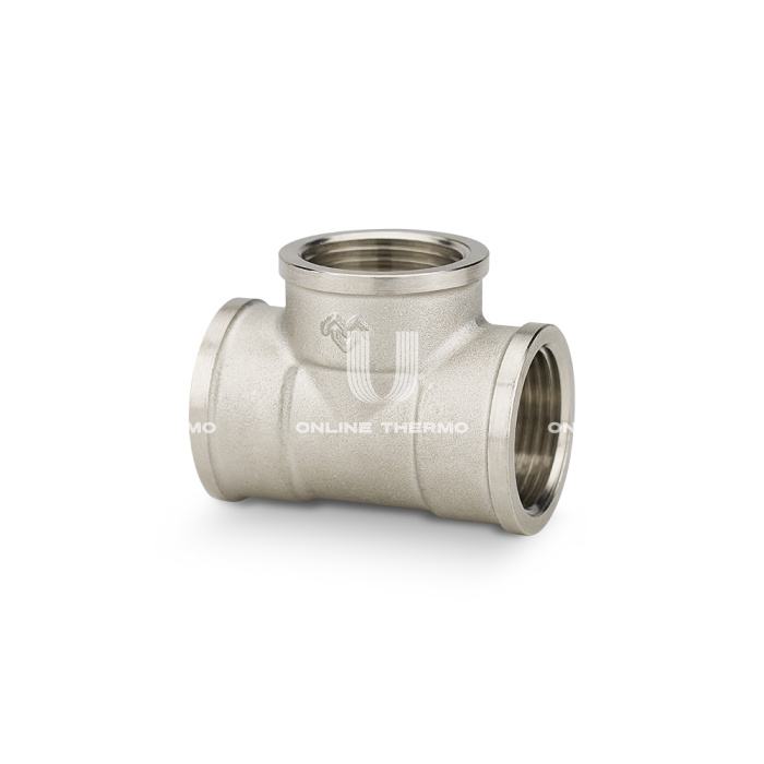 Тройник равносторонний с внутренней резьбой Varmega ВР 1 1/2", VMTF09-N080808, никелированный 