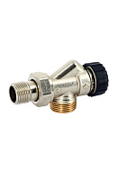 Термостатический клапан (терморегулятор) Uni-fitt Thermo 164N2300, 1/2"х3/4"EK НР-НР, угловой-осевой, для однотрубных систем, с преднастройкой 