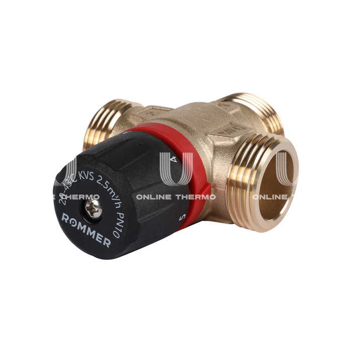 Термостатический смесительный клапан Rommer RVM-0231-254325 НР 1", Kvs 2.5, PN5, 20-43°C 