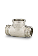 Тройник переходной с внутренней и наружной резьбой Varmega ВР-НР-ВР 3/4"x1/2"x1/2", VMTF16-N050404, никелированный 