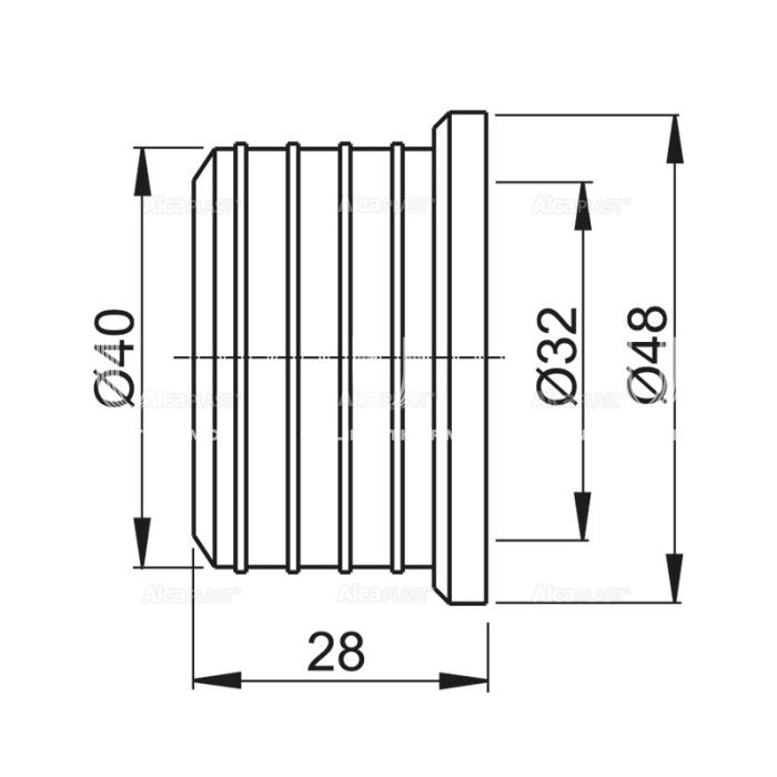 *Гофрированная прокладка Alcaplast Z0003-ND, 40/32 