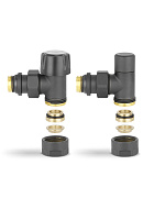 Комплект термостатический с запорным клапаном Varmega №1 VMDV10-210415, 1/2" x 3/4"EK ВР-НР, угловой, черный 