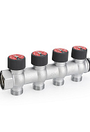 Коллектор с регулировочными клапанами Varmega VMMM03-C06154 1", на 4 выхода 3/4"ЕК, хромированный 