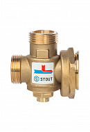 Термостатический смесительный клапан Stout SVM-0050-326005 НР-НР-НГ 1"-1"-1"1/2, Kvs 3.2, PN10, 60°С, для твердотопливных котлов 