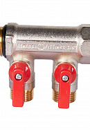 Коллектор Stout с шаровыми кранами SMB 6210 3/4", 2 отвода 1/2" (красные ручки) 