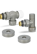 Комплект термостатический с запорным клапаном Varmega №3 VMDV12-310415, 1/2" x 3/4"EK ВР-НР, осевой, серый 