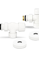 Комплект термостатический с запорным клапаном Varmega №3 VMDV12-110415, 1/2" x 3/4"EK ВР-НР, осевой, белый 