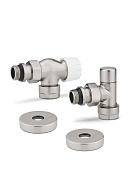 Комплект термостатический с запорным клапаном Varmega №3 VMDV12-510415, 1/2" x 3/4"EK ВР-НР, осевой, матовый никель 