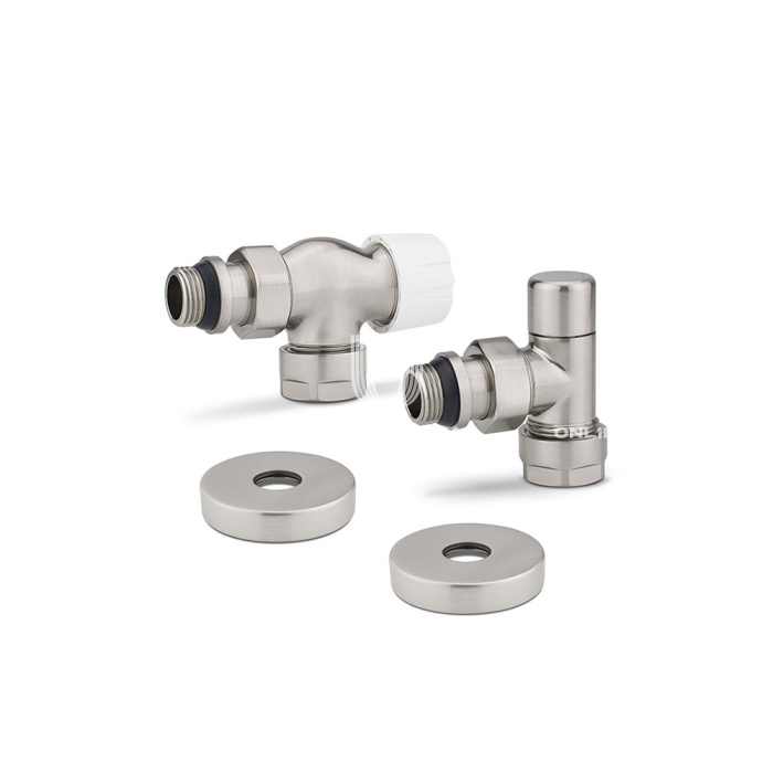 Комплект термостатический с запорным клапаном Varmega №3 VMDV12-510415, 1/2" x 3/4"EK ВР-НР, осевой, матовый никель 