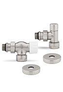 Комплект термостатический с запорным клапаном Varmega №3 VMDV12-510415, 1/2" x 3/4"EK ВР-НР, осевой, матовый никель 