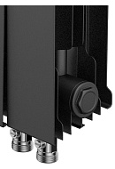 Биметаллический дизайн радиатор Royal Thermo PianoForte 500 Noir Sable (черный) VDR80 - 14 секций, нижнее правое подключение, 80 мм 