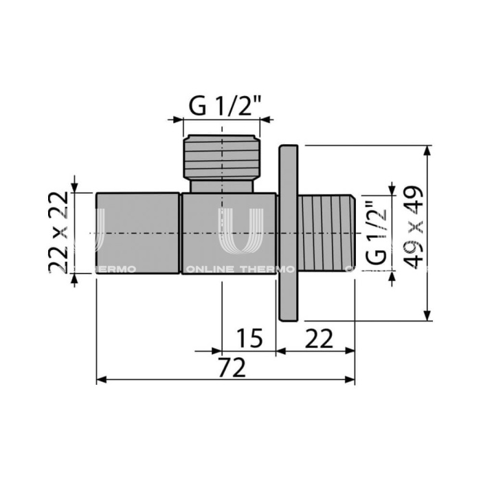 Угловой вентиль с фильтром Alcaplast ARV004, 1/2" × 1/2", квадратный, с розеткой 