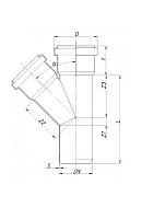 Тройник 45º PP (полипропилен) Ostendorf HT HTEA 559600 D32х32 мм, белый 