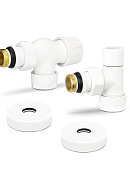 Комплект термостатический с запорным клапаном Varmega №3 VMDV12-110415, 1/2" x 3/4"EK ВР-НР, осевой, белый 