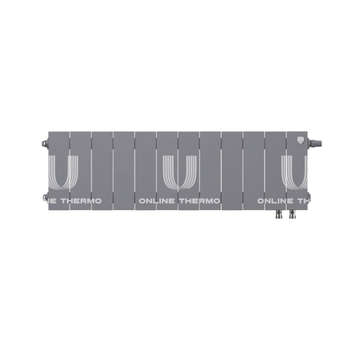 Биметаллический дизайн радиатор Royal Thermo PianoForte VD 200 Silver Satin (серый) VDR80 - 12 секций, нижнее правое подключение, 80мм 