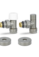 Комплект термостатический с запорным клапаном Varmega №1 VMDV10-310415, 1/2" x 3/4"EK ВР-НР, угловой, серый 