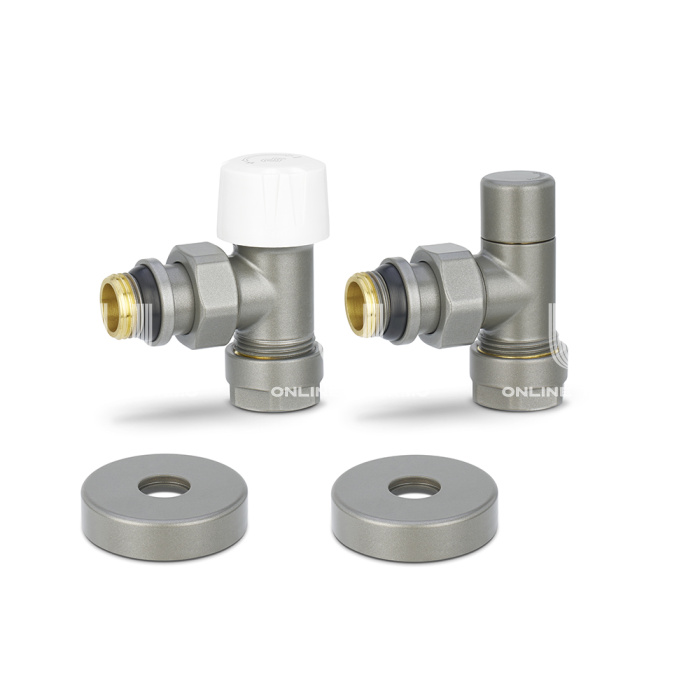 Комплект термостатический с запорным клапаном Varmega №1 VMDV10-310415, 1/2" x 3/4"EK ВР-НР, угловой, серый 