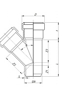 Тройник 45º PP-MD (полипропилен минерализированный) Ostendorf Skolan Safe SKEA 335200 D110х110 мм 