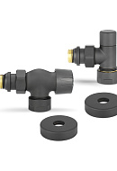 Комплект термостатический с запорным клапаном Varmega №3 VMDV12-210415, 1/2" x 3/4"EK ВР-НР, осевой, черный 
