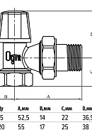 Запорный радиаторный клапан ручной Ogint 3/4" ВР, угловой 