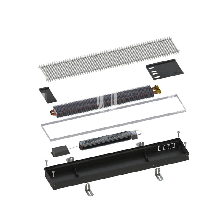Конвектор внутрипольный Itermic  ITTBL.110.220.1300 (1712 Вт), с принудительной конвекцией 