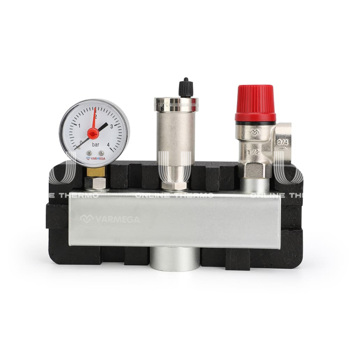 Группа безопасности котла Varmega VMSG05-M306030, 1", 3 бар, сталь, до 50 кВт, с термоизоляцией 
